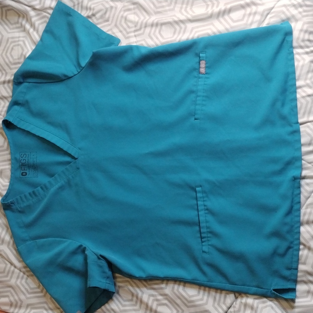 Figs Women's Scrub Top in Teal Blue